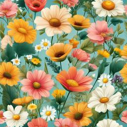 Summer clipart - summer flowers blooming in a garden  