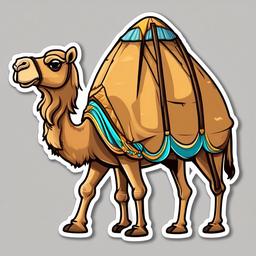 Camel cartoon - desert traveler with humps  cartoon sticker style