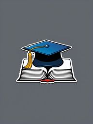 Book and glasses with a graduation cap sticker, Scholarly , sticker vector art, minimalist design
