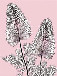 Floral Mimosa - Delicate pink puffs with fern-like foliage.  outling,coloring pages,black and white