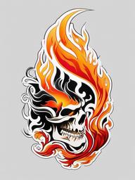 japanese flames tattoo  simple color tattoo,white background