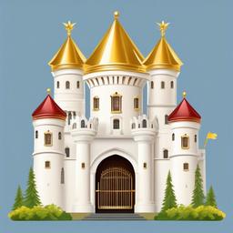 Royal castle with a golden crown on top clipart.  vector style illustration, white background