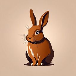 vector cute brown rabbit logo color design minimalist