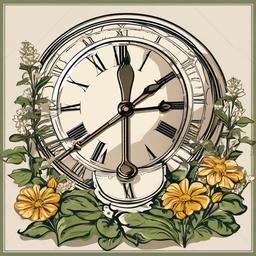 Clock clipart - sundial in a garden setting  