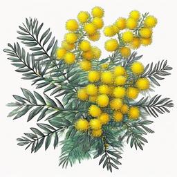 Mimosa  ,tattoo design, white background