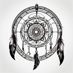 Disney Dream Catcher Tattoo - Dream catcher tattoo with Disney-themed elements.  simple vector tattoo,minimalist,white background