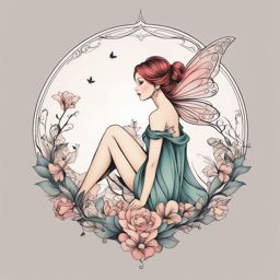 fairy tattoo minimalist color design 