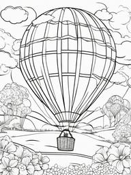 Earth Coloring Pages - Earth with hot air balloons floating above  simple coloring pages