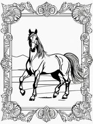 Horse with a Crown Coloring Pages - Royal Horse with a Majestic Touch  minimal black outline printable sheet, coloring page