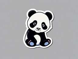 Panda Cub Sticker - Playful panda cub, ,vector color sticker art,minimal