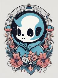 Ghostie Tattoo-Playful mystique, a cute and charming take on the supernatural.  simple vector color tattoo