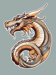 Dragon Clipart - A mythical dragon in flight.  color clipart, minimalist, vector art, 