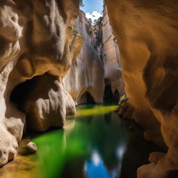 hidden caves of cuenca - create an artwork that delves into the hidden caves and limestone formations of cuenca's rugged landscape. 