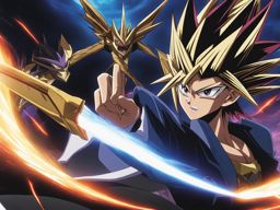 yugi mutou summons powerful monsters in a high-stakes duel monsters match. 