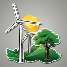 Wind Turbines sticker- Green Energy Fields, , color sticker vector art