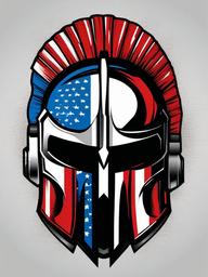 spartan helmet with american flag tattoo  simple vector color tattoo