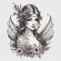 Fairy Tattoo: Twilight Meadow Sprite  simple color tattoo style,white background