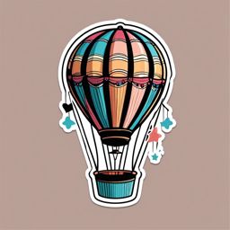 Hot Air Balloon Sticker - Whimsical hot air balloon, ,vector color sticker art,minimal