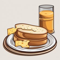 Bread clipart - Bread and cheese on a plate.  vector style illustration, white background