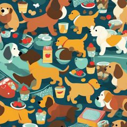 Cute Desktop Wallpaper - Playful Puppies Having a Picnic wallpaper, abstract art style, patterns, intricate