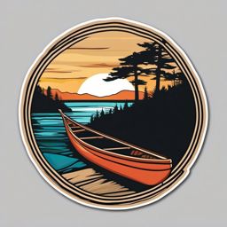 Driftwood Canoe Sticker - Coastal paddling, ,vector color sticker art,minimal