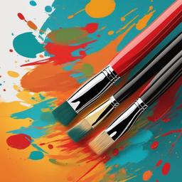 Paint Brush clipart - animated brush painting a masterpiece  color,minimalist,vector clipart