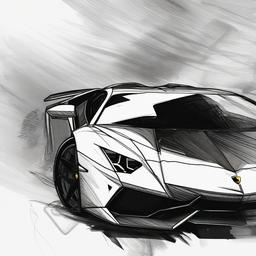 drawing of lamborghini car  minimal rough scribbles,doodles,black and white