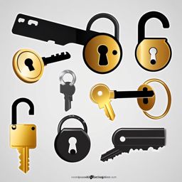 Unlock key clipart - Unlock key for access and entry,  color clipart, vector art