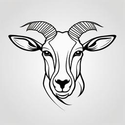 Goat Tattoo Outline - A simple and clean tattoo featuring the outlined form of a goat.  simple color tattoo design,white background