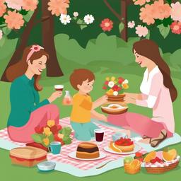 Happy Mothers Day clipart - Mother's Day picnic in the park  