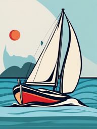 Sailboat icon - Sailboat icon for sailing and water adventures,  color clipart, vector art