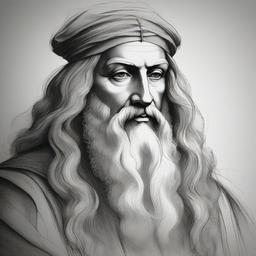 drawing of Leonardo Da Vinci in the Renaissance  minimal rough sketch scribbles,doodles,black and white