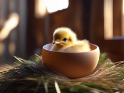 chick hatching from its egg in a cozy barn nest 8k ultrarealistic cinematic 