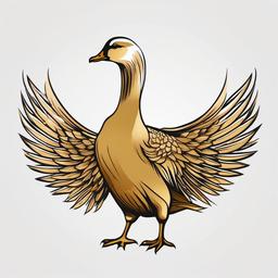 Golden Goose Tattoo - A tattoo featuring a golden-hued goose, symbolizing rarity and fortune.  simple color tattoo design,white background