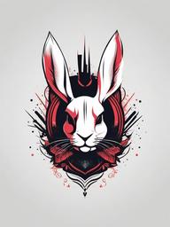 evil bunny tattoo  minimalist color tattoo, vector