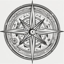 Tribal Tattoo Compass - Tribal-inspired compass design.  simple vector tattoo,minimalist,white background