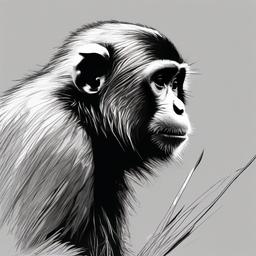 drawing of a capuchin monkey in the wild  minimal rough sketch scribbles,doodles,black and white