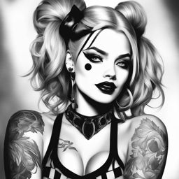 harley quinn tattoos black and white design 