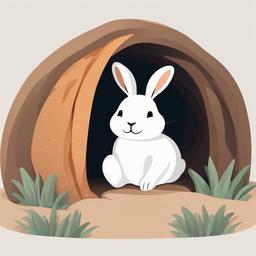 Rabbit clipart - rabbit in a cozy bunny burrow  color,minimalist,vector clipart