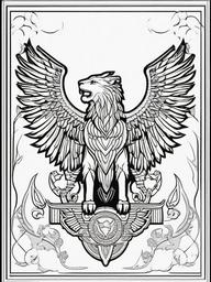 Griffin Coloring Pages - Half Lion, Half Eagle Guardian  minimal black outline printable sheet, coloring page