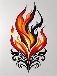 easy fire tattoo  simple color tattoo,white background