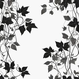 drawing of vines with ivy leaves  minimal rough sketch scribbles,doodles,black and white