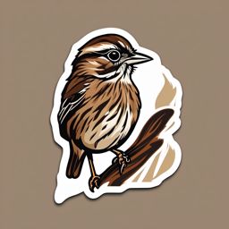 Song Sparrow Sticker - A song sparrow with brown and streaked plumage, ,vector color sticker art,minimal