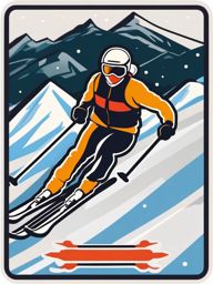 Skiing Cross-Country Sticker - Winter trailblazing, ,vector color sticker art,minimal