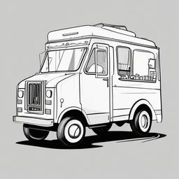 drawing of a cartoon ice cream truck  minimal rough sketch scribbles,doodles,black and white