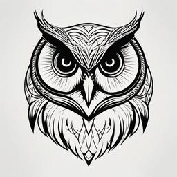 Simple Minimalist Owl Tattoo - Embrace simplicity with a minimalist and stylish owl tattoo.  simple color tattoo,vector style,white background