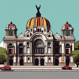 Mexico City clipart - Palacio de Bellas Artes and Zócalo, ,color clipart vector style