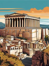 Athens clipart - Acropolis of Athens and Parthenon in Greece,  color vector clipart