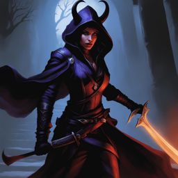 lirael shadowdancer, a tiefling rogue, is vanishing into the shadows to infiltrate an enemy stronghold. 