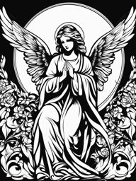 angel clipart black and white 